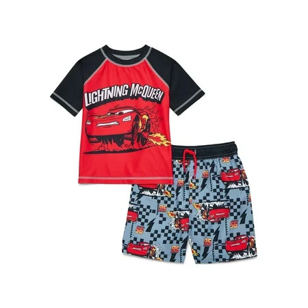 Character Toddler Boy Short-Sleeve Rash Guard and Swim Trunk Set, Sizes 12M-5T | Walmart (US)