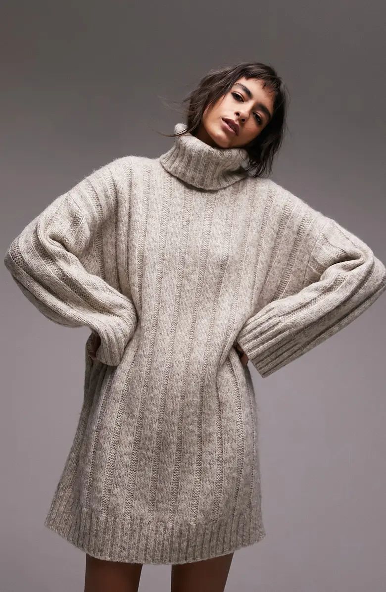 Long Sleeve Turtleneck Wide Rib Sweater Dress | Nordstrom