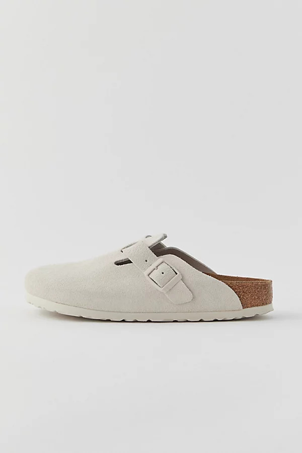 Birkenstock Boston Soft Footbed Suede Clog in Antique White, Women's at Urban Outfitters | Urban Outfitters (US and RoW)