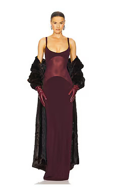 Helsa Sheer Knit Curve Maxi Dress in Merlot from Revolve.com | Revolve Clothing (Global)