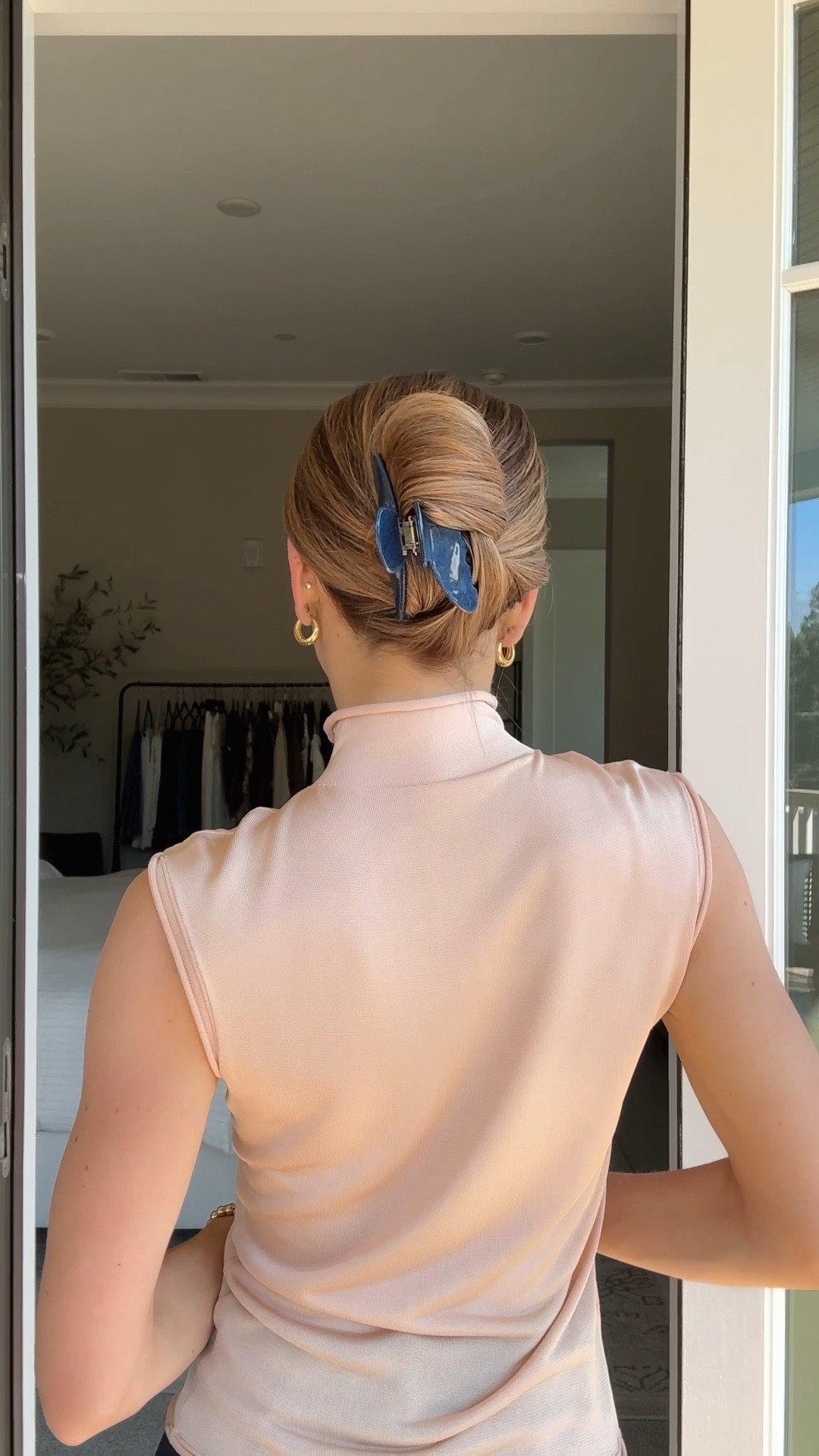 Instant Claw Clip Bun 💖

Gather your hair into a low ponytail. Open your claw clip wide and place it underneath, making sure the whole ponytail rests inside. Wrap the ponytail around the outside of the clip as you bring it up to the back of your head, tucking the ends inside. Close the clip to secure. This claw clip said: I’m not just here for chores.

#LTKBeauty #LTKFindsUnder100 #LTKSeasonal