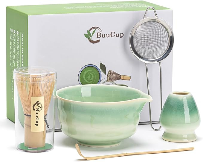 Japanese Matcha Set, Matcha Bowl with Spout, Matcha Whisk and Holder, Bamboo Matcha Scoop and Sta... | Amazon (US)