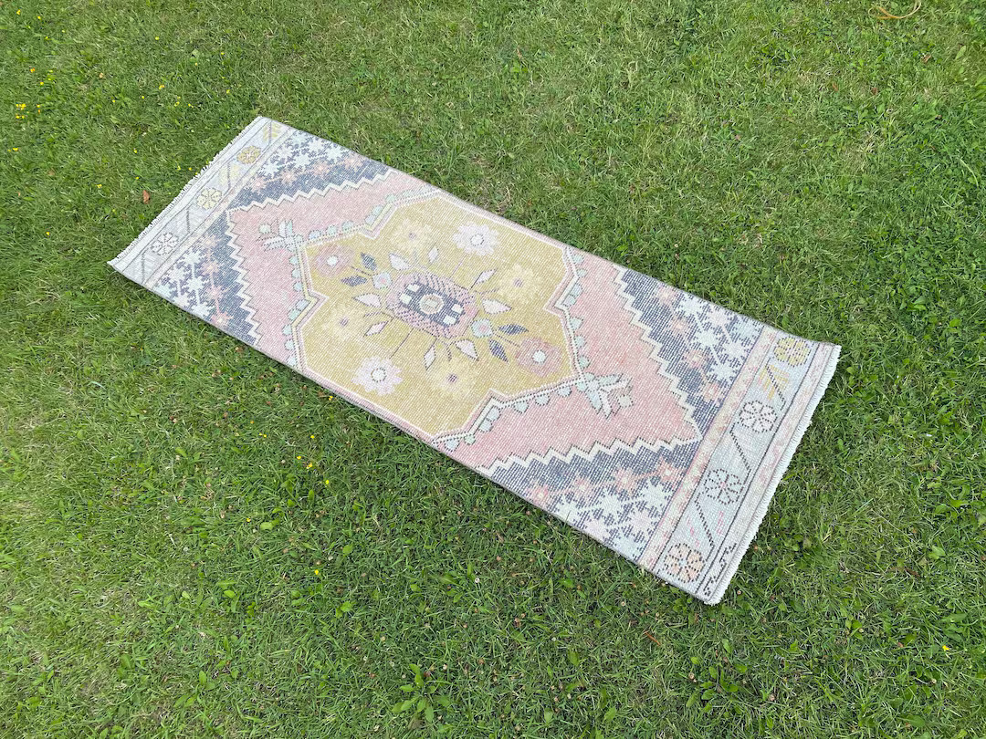 2x6 Runner Rug, Narrow Oushak Runner, Pink Turkish Runner, Vintage Small Runner for Entry, Persia... | Etsy (US)