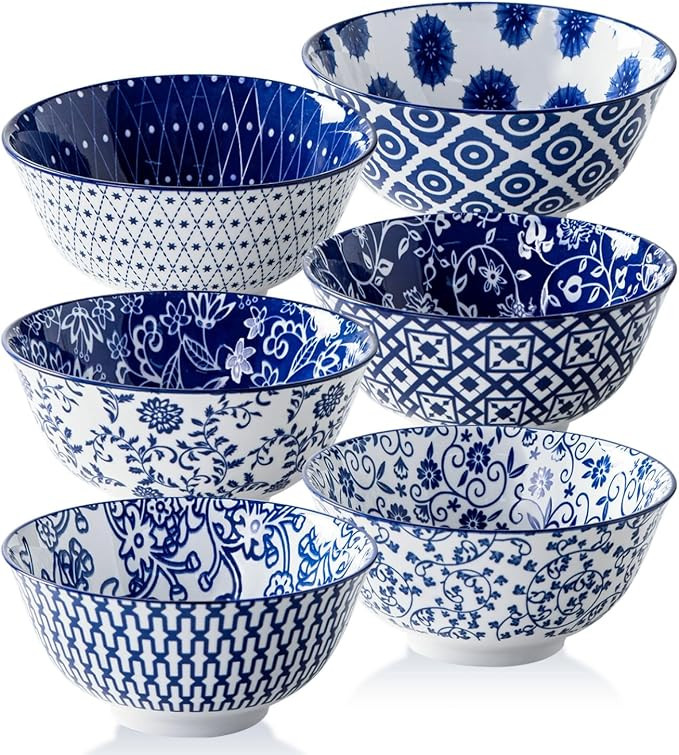 Ceramic Soup Bowls Set - 709 ml Deep Cereal Bowl Porcelain - 24 oz Large Kitchen Dinner Bowl Eati... | Amazon (UK)