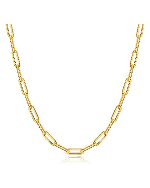 Reoxvo Dainty Gold Chain Choker Necklace for Women 14K Real Gold Plated Paperclip/Herringbone/Bea... | Amazon (US)