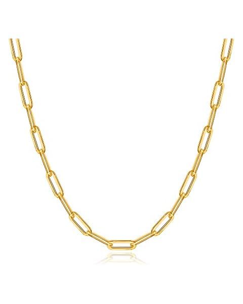 Reoxvo Dainty Gold Chain Choker Necklace for Women 14K Real Gold Plated Paperclip/Herringbone/Bea... | Amazon (US)