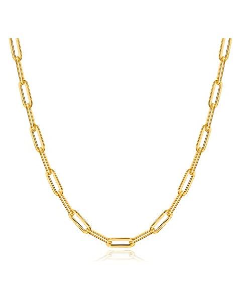 Reoxvo Dainty Gold Chain Choker Necklace for Women 14K Real Gold Plated Paperclip/Herringbone/Bea... | Amazon (US)
