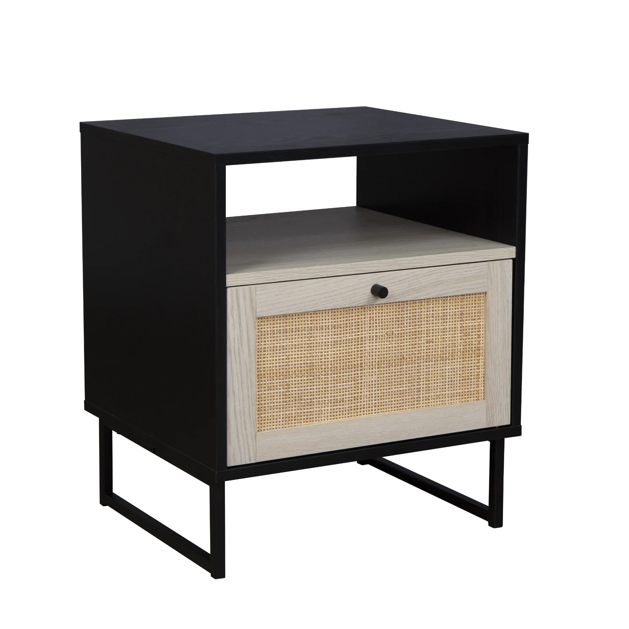 Mina Rattan Wood Side or End Table | Storage Cabinet | Nathan James | Nathan James
