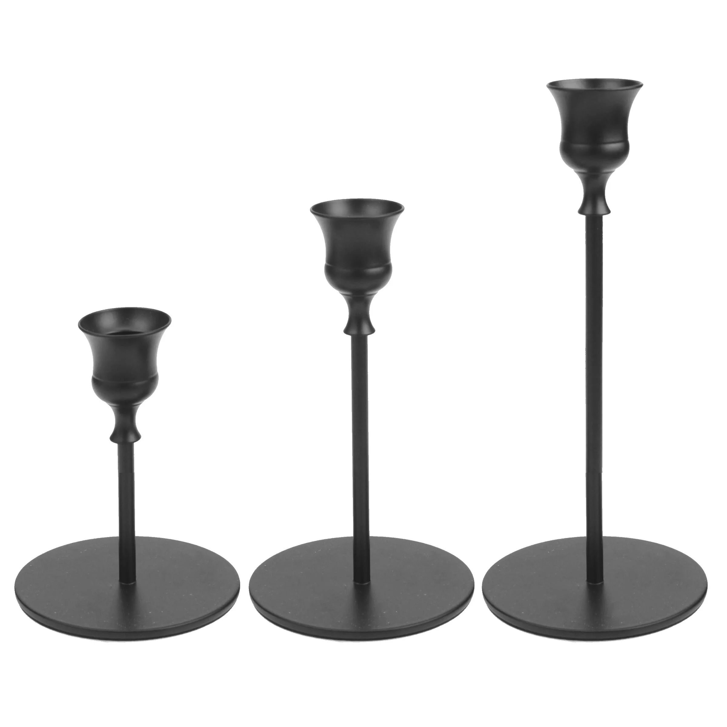 Mainstays Decorative Metal Taper Candle Holders, Set of 3, Black - Recommended for Living Rooms, ... | Walmart (US)