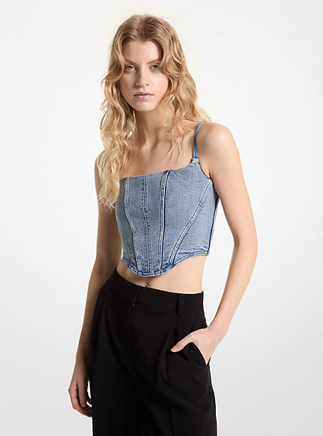 Stretch Denim Bustier Top | Michael Kors US