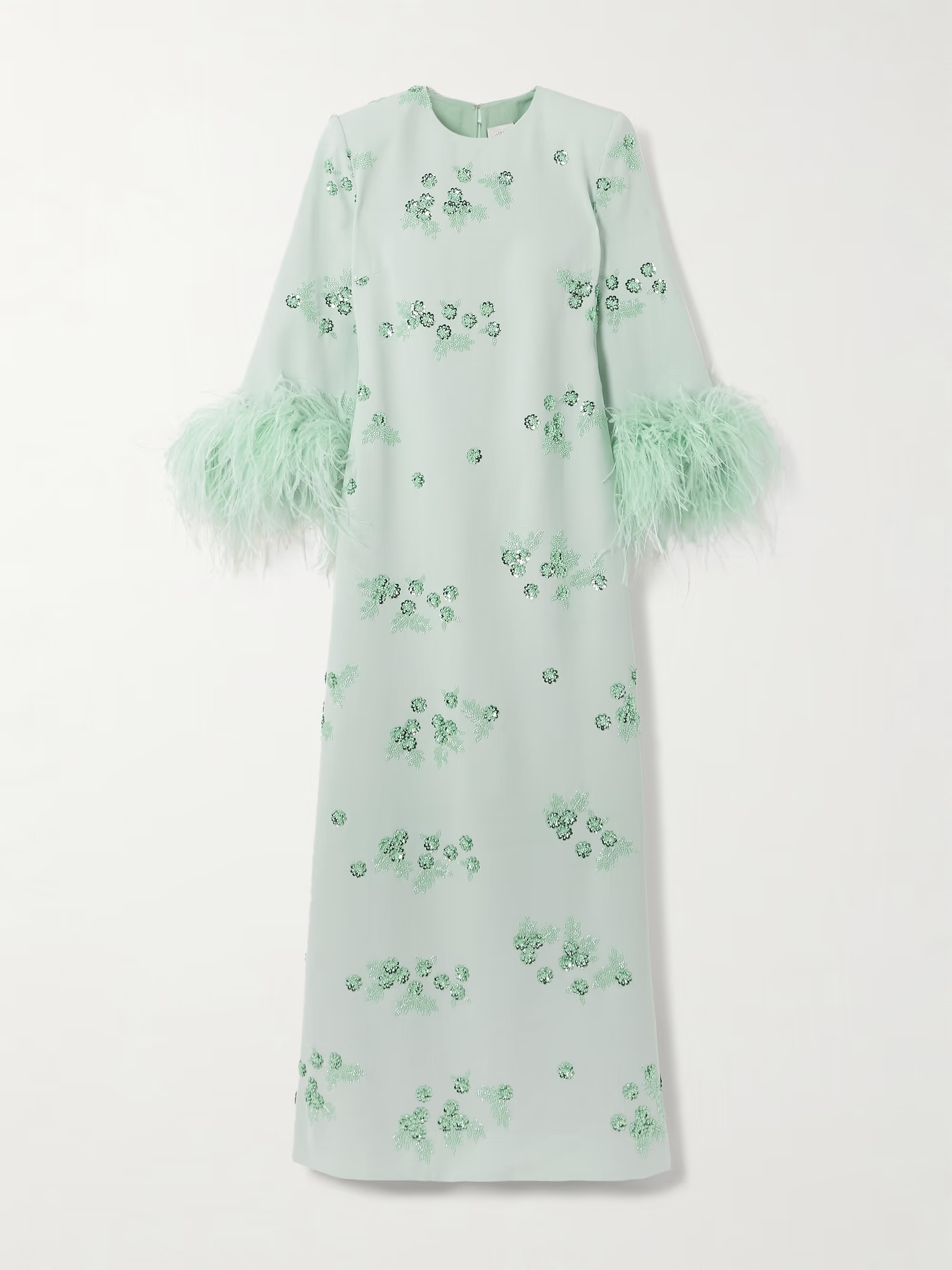 Elias feather-trimmed embellished recycled crepe-jersey gown | NET-A-PORTER (UK & EU)