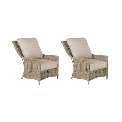 allen + roth  Buchan Bay Set of 2 Wicker Yellow Metal Frame Stationary Dining Chair(s) with Whit... | Lowe's