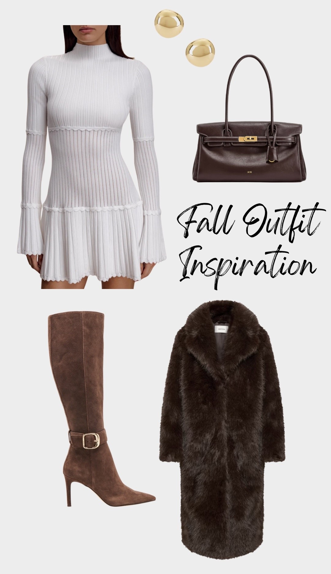 Fall outfit inspiration, sweater dress, white dress, white long sleeve dress, brown purse, brown bag, brown heeled boots, brown boots, brown coat, brown fur coat, faux fur coat, fall fashionn

#LTKBeauty #LTKFindsUnder100 #LTKSeasonal