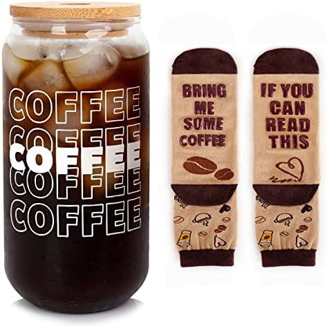 Gift for Coffee Lovers, Iced Coffee Cups with Lids and Straws, Iced Coffee Glasses Cup and Coffee So | Amazon (US)