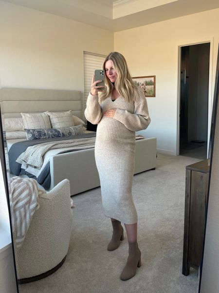 Nordstrom Sale! Wearing a XS in sweater dress. Lots of stretch and perfect for a bump / without one! 

#LTKstyletip #LTKbump #LTKSeasonal