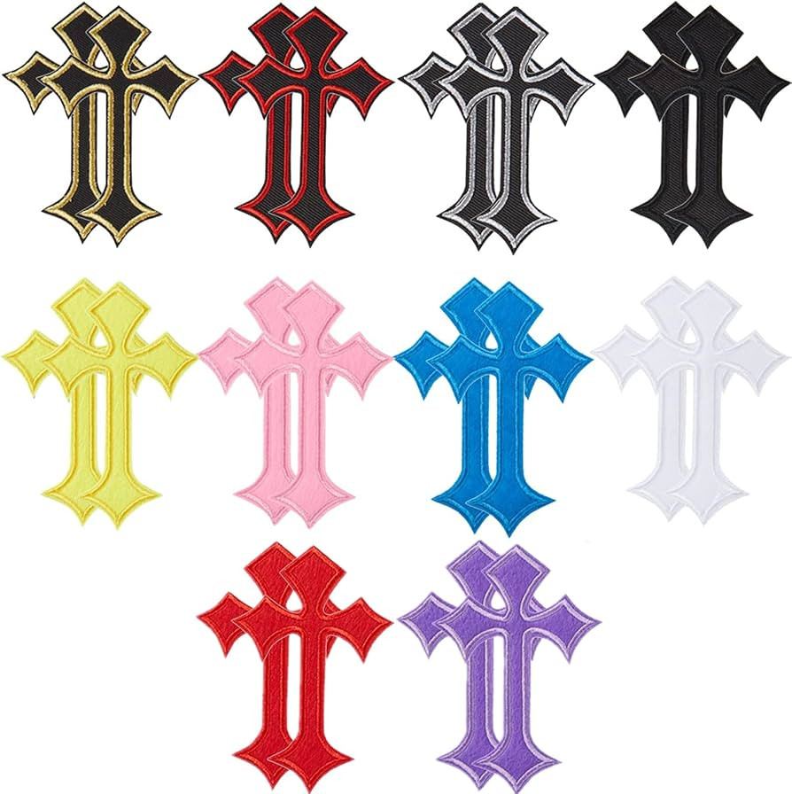 20 Pieces Cross Patches Iron On Embroidered Patch Vintage Cross Applique Decorative Personalized ... | Amazon (US)
