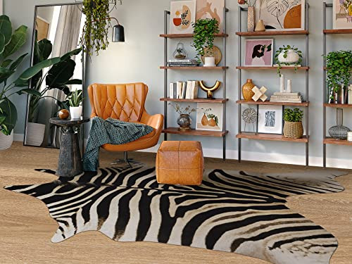 Guyi Rare Zebra Rug Faux Cowhide Rug Large Aesthetic Rugs for Bedroom Living Room Dining Room Animal Rug Cowhide Rug (Yellow Zebra Rug, XXL(7.6x6.2 ft)) | Amazon (US)