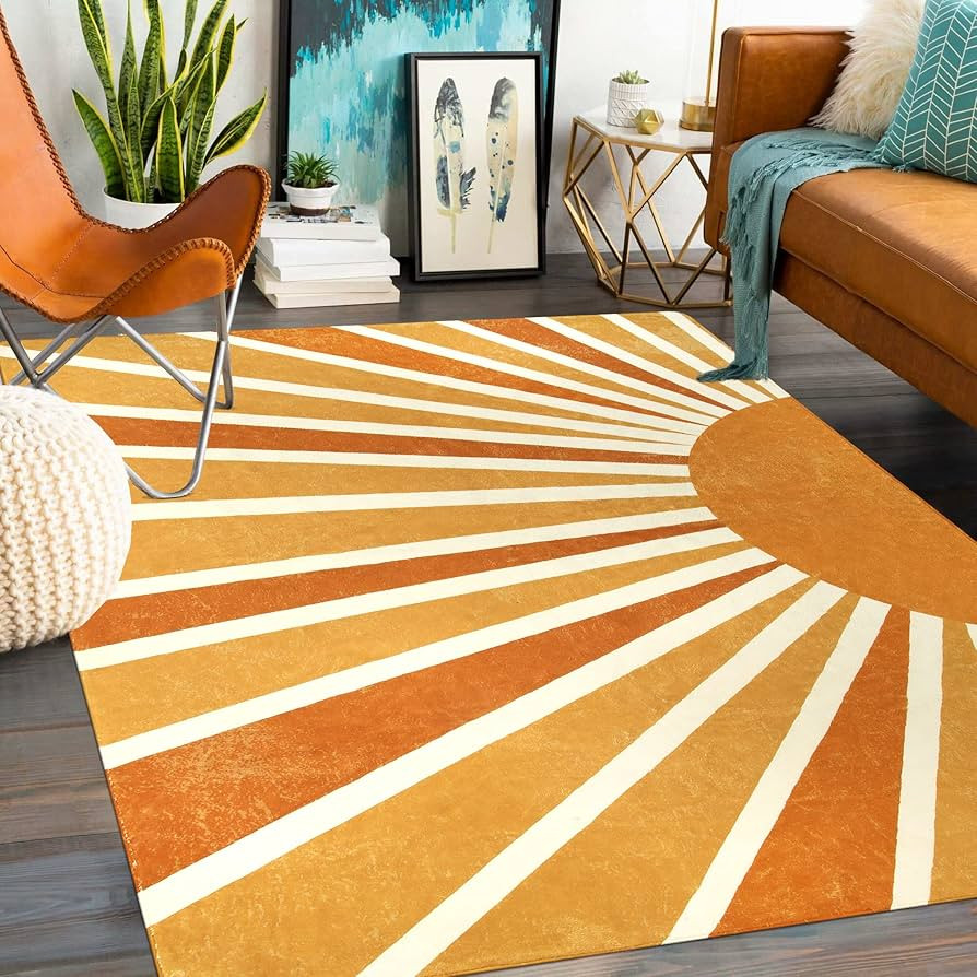 Lahome Sun Print Machine Washable Area Rugs-5x7 for Living Room, Large Non-Slip Boho Kids Nursery... | Amazon (US)