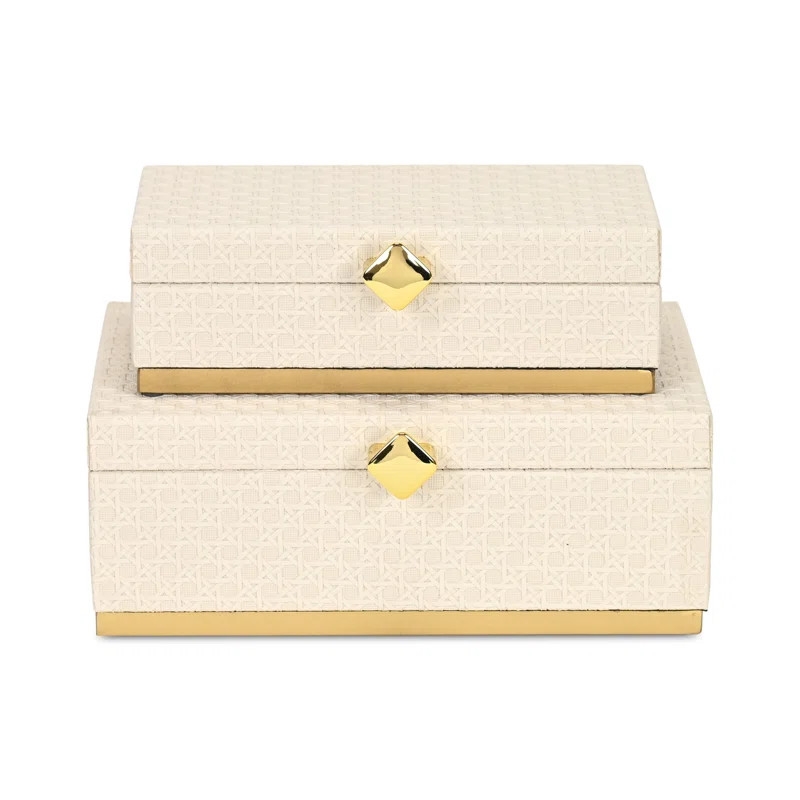 Cheungs Baskura Vinyl Rattan Rectangular Box Set | Diamond Shaped Handles | | Wayfair | Wayfair North America