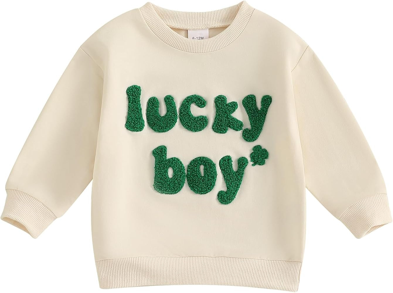 Toddler Baby Boy St Patricks Day Outfit Clover Letter Embroidery Sweatshirt Long Sleeve Shirts Pu... | Amazon (US)