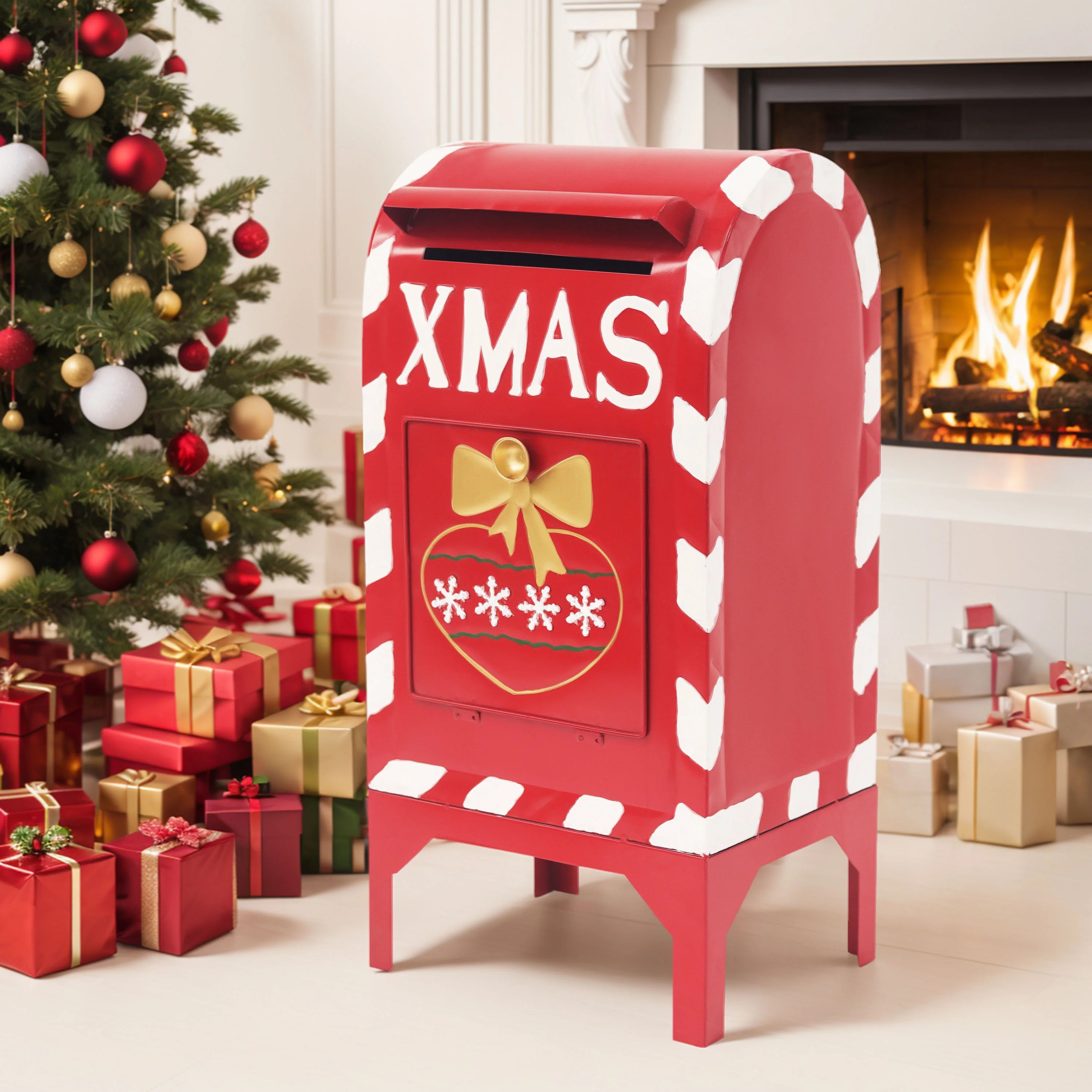 GDF Studio Red Iron Christmas Mailbox, Indoor Christmas Holiday Decoration | Walmart (US)
