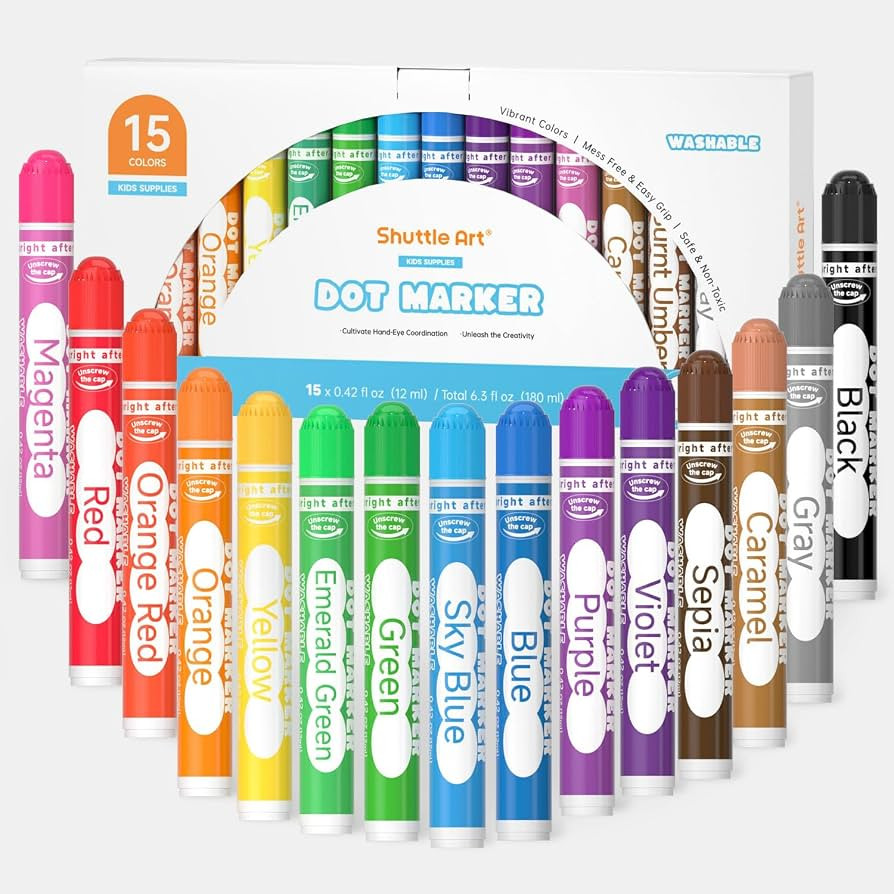 Shuttle Art Dot Markers, 15 Colors Washable Markers for Toddlers,Bingo Daubers Supplies Kids Pres... | Amazon (US)