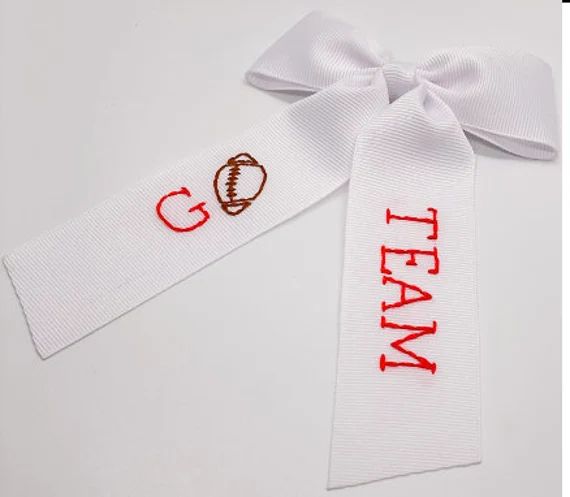Go Team Hand-embroidered Bow - Etsy | Etsy (US)