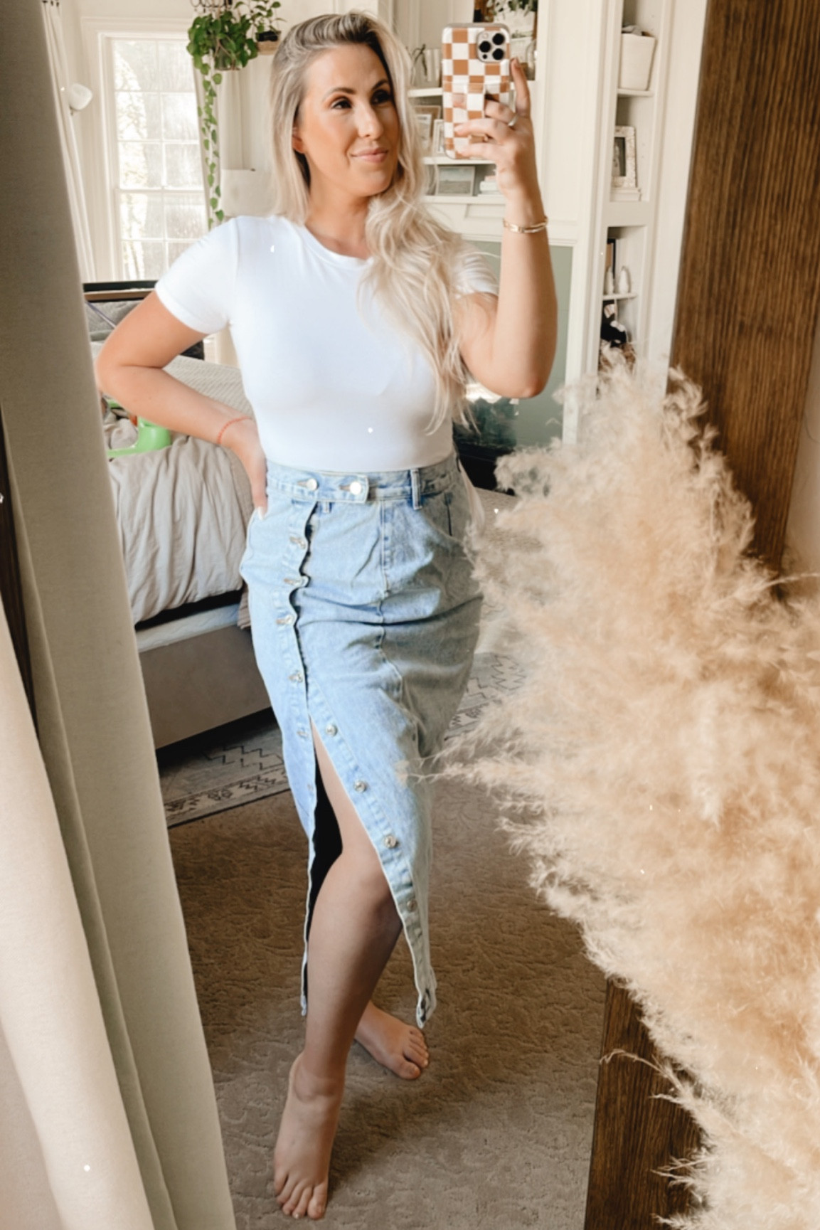 team denim skirt 👌🏻 
The best fit and amazing quality! body suit super soft and comfortable. I’m wearing large in both! 

#LTKfit #LTKunder50 #LTKFind