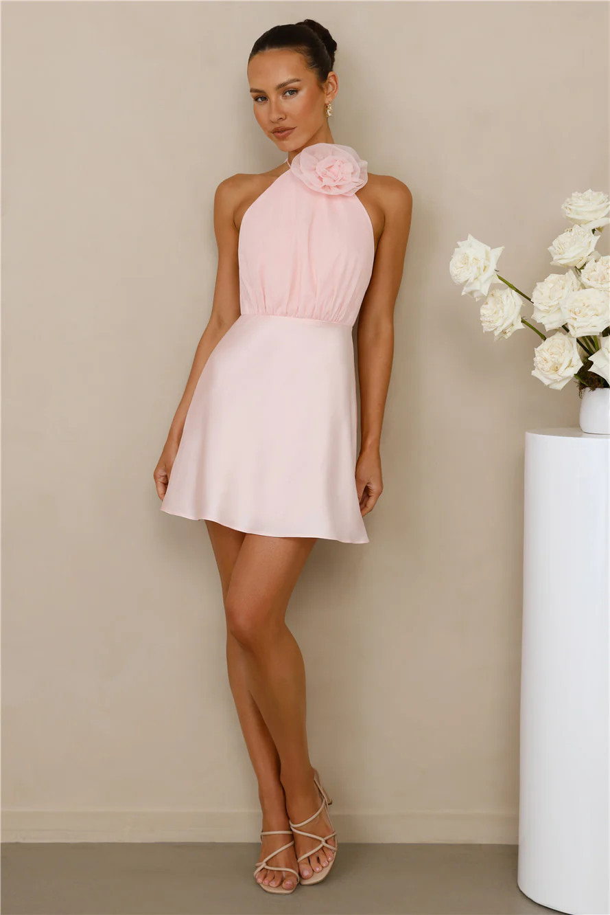 Infinite Charm Halter Mini Dress Pink | Hello Molly (US)