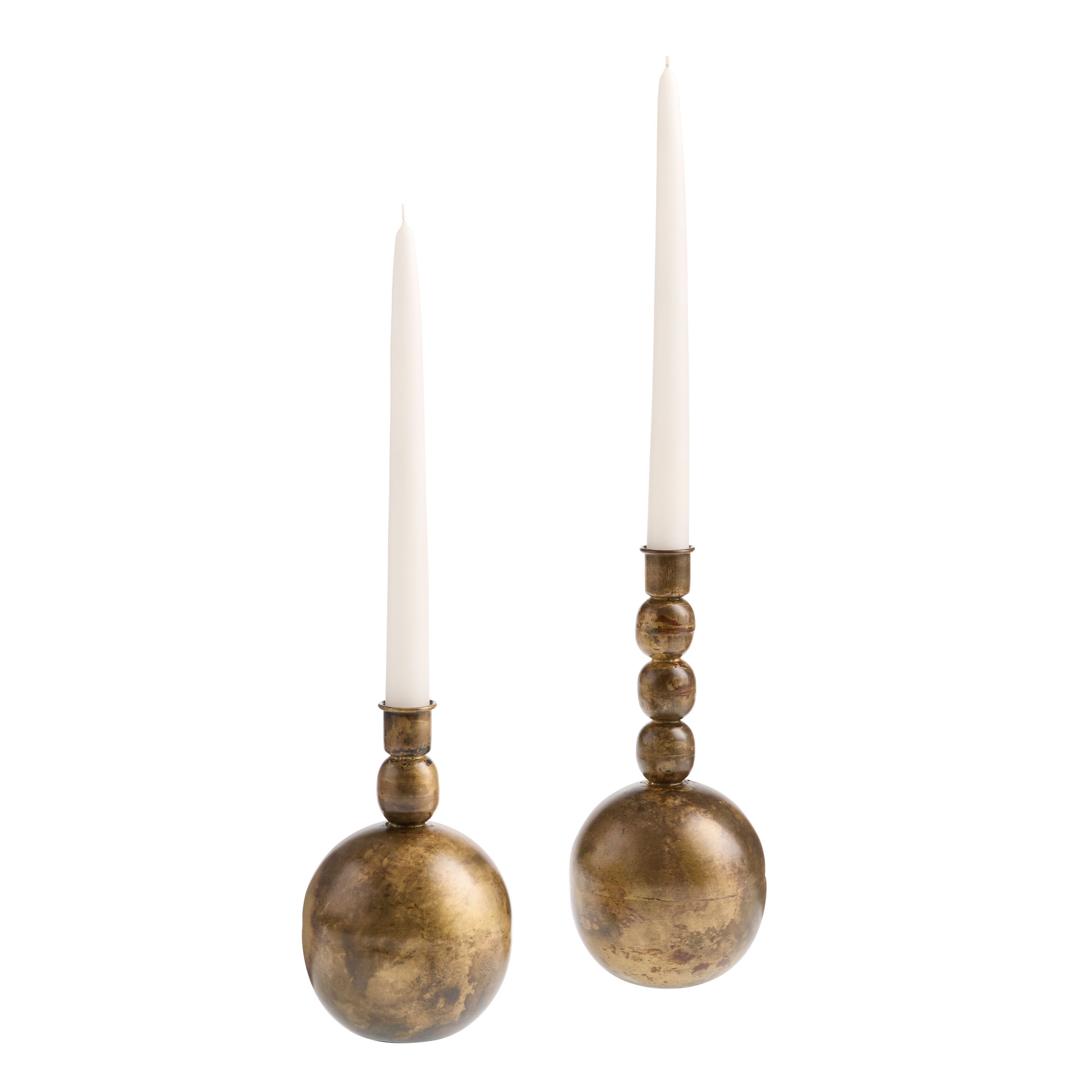 Antique Gold Metal Orb Taper Candle Holder | World Market