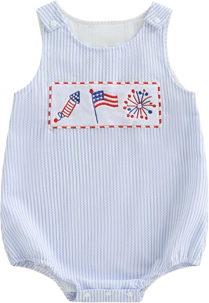 Newborn Baby Boy Girl 4th of July Outfit American Flag Sleeveless Romper Patriotic Bodysuit Fourt... | Amazon (US)