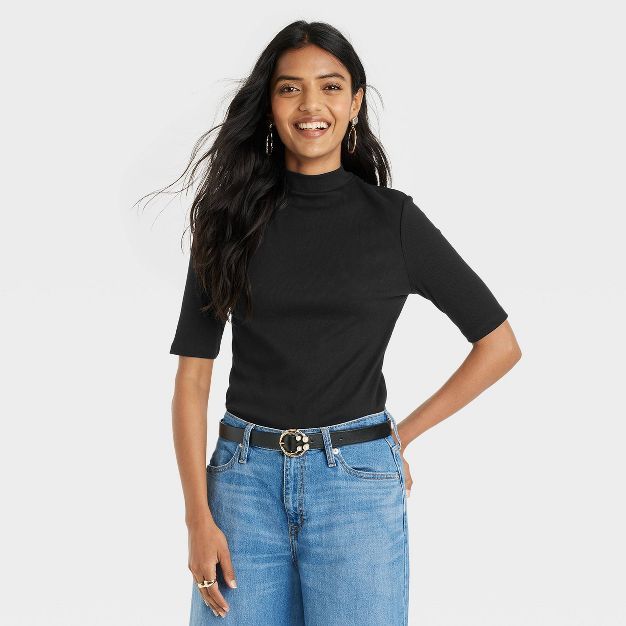 Women's Elbow Sleeve Mock Turtleneck T-Shirt - A New Day™ | Target