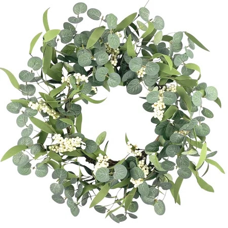 TETOU 20.5" Artificial Wreath, Eucalyptus Wreath, Spring Summer Wreath for Front Door Outside Farmhouse Decor Eucalyptus Wreath Window Hanging Wall Party Decorations | Walmart (US)
