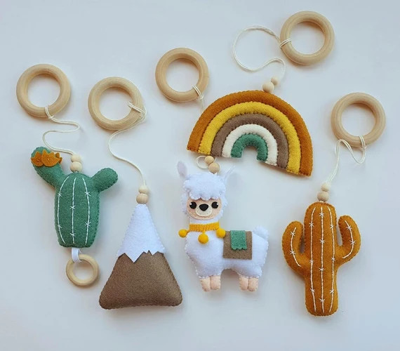 Llama play gym toys, cactus, mountain baby play gym toys, boho baby play gym toys, wooden baby gy... | Etsy (US)