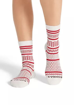 Bombas Women's Checkered Fairisle Half Calf Socks, Crimson, Medium | Belk