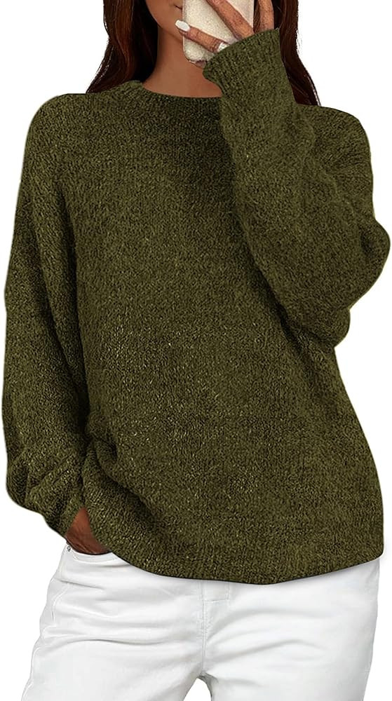 PRETTYGARDEN Womens Fall Long Sleeve Sweater Crew Neck Fuzzy Loose Fit Chunky Knit Oversized Pull... | Amazon (US)