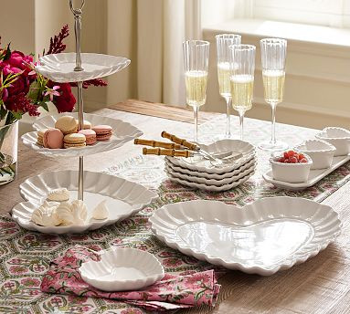 Heirloom Scalloped Hearts Appetizer Plates - Set of 4 | Pottery Barn (US)