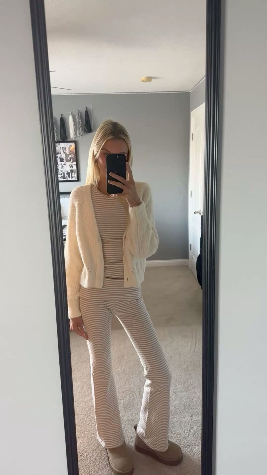 Ediktd cream matching lounge set with white cardigan and platform UGGs

#LTKPetite #LTKdayinmylife #LTKootd