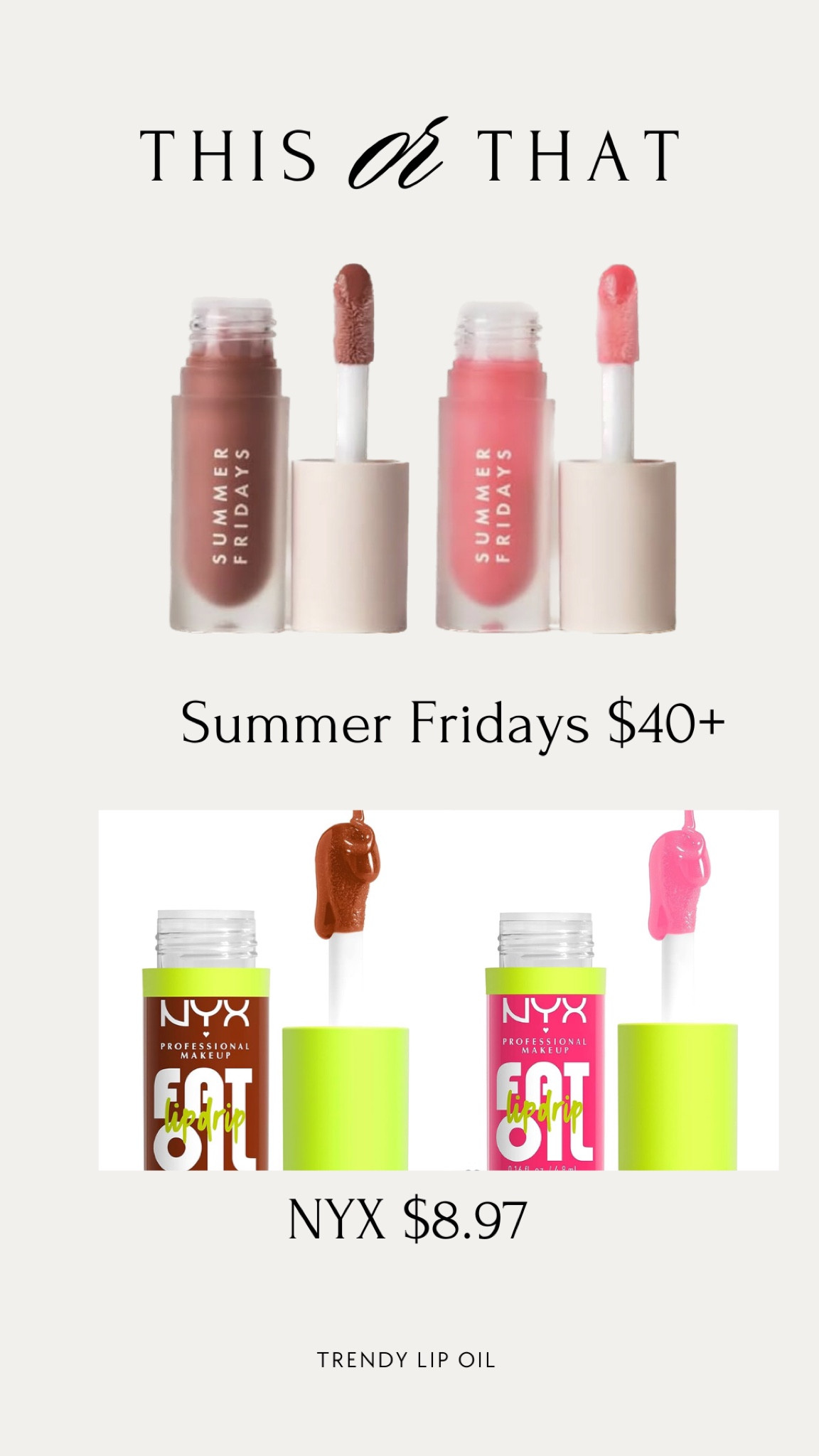 Trending lip oil — dupe of the summer Fridays lip oil — tik tok lip oil — trending on tik tok — sold out most places— grab the NYX dupe for less than half the price— great dupe— same concept— beauty finds— drugstore makeup

#LTKMostLoved #LTKbeauty #LTKfindsunder50