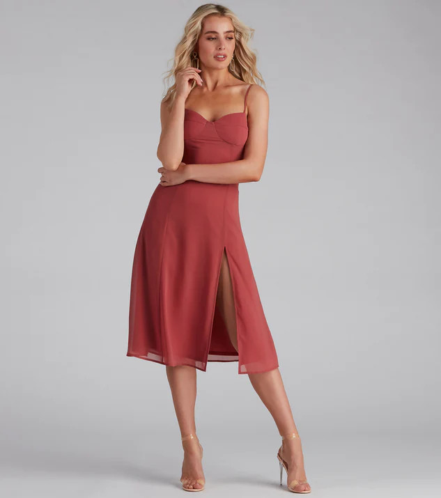 Chic Flowy Chiffon Midi Dress | Windsor Stores