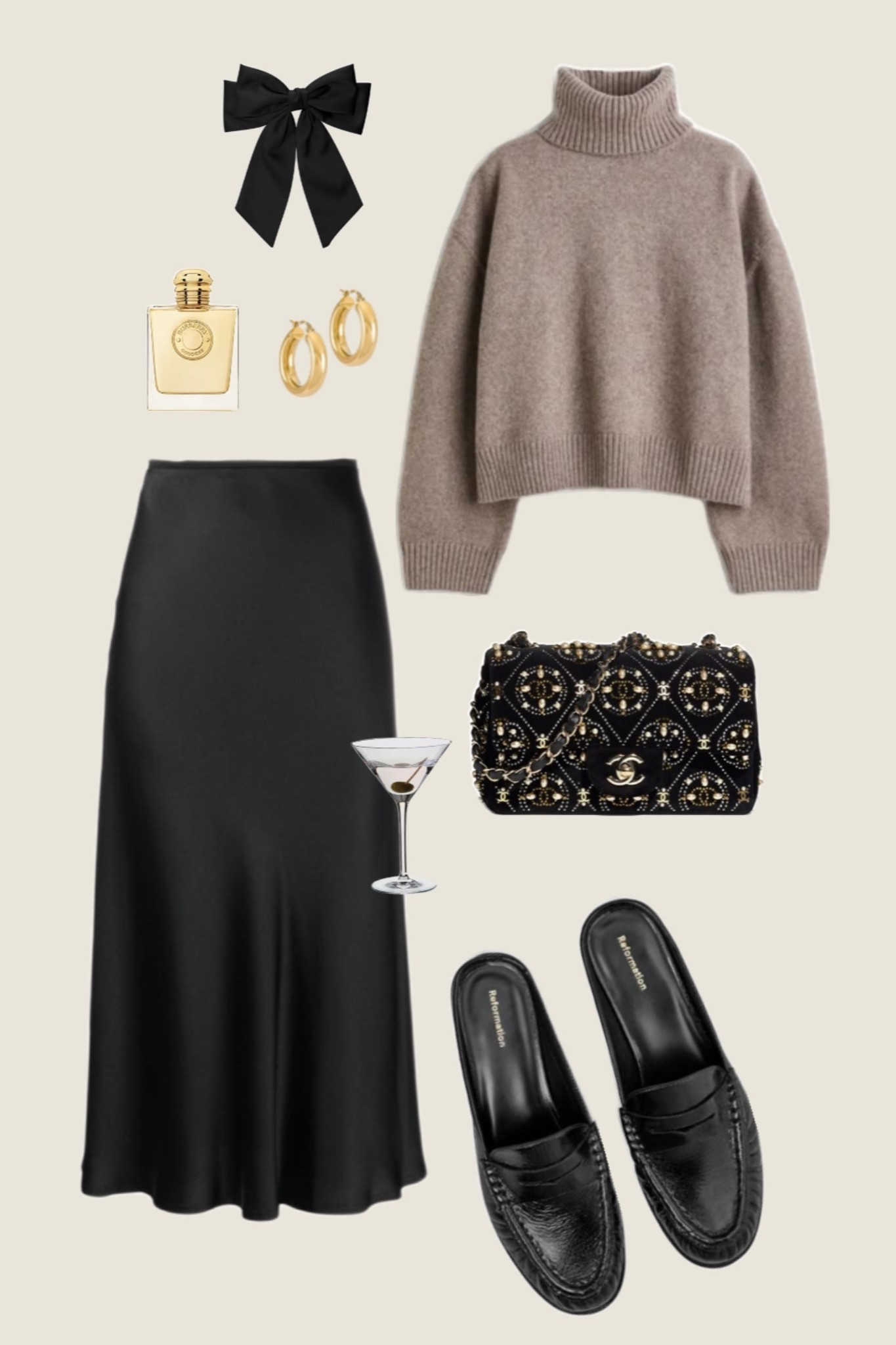 An elevated neutral look that works for dinner, cocktails, or a chic winter night out ✨ A taupe turtleneck sweater styled with a black satin midi skirt, classic loafers, gold hoops, and a black bow

neutral outfit, elevated neutral outfit, taupe sweater outfit, black satin midi skirt, winter dinner outfit, chic winter outfit, classy neutral style, old money outfit, minimalist winter outfit, capsule wardrobe outfit, loafers outfit, black loafers women, gold hoop earrings outfit, quiet luxury outfit, date night outfit winter

#LTKootd #LTKSeasonal #LTKWorkwear