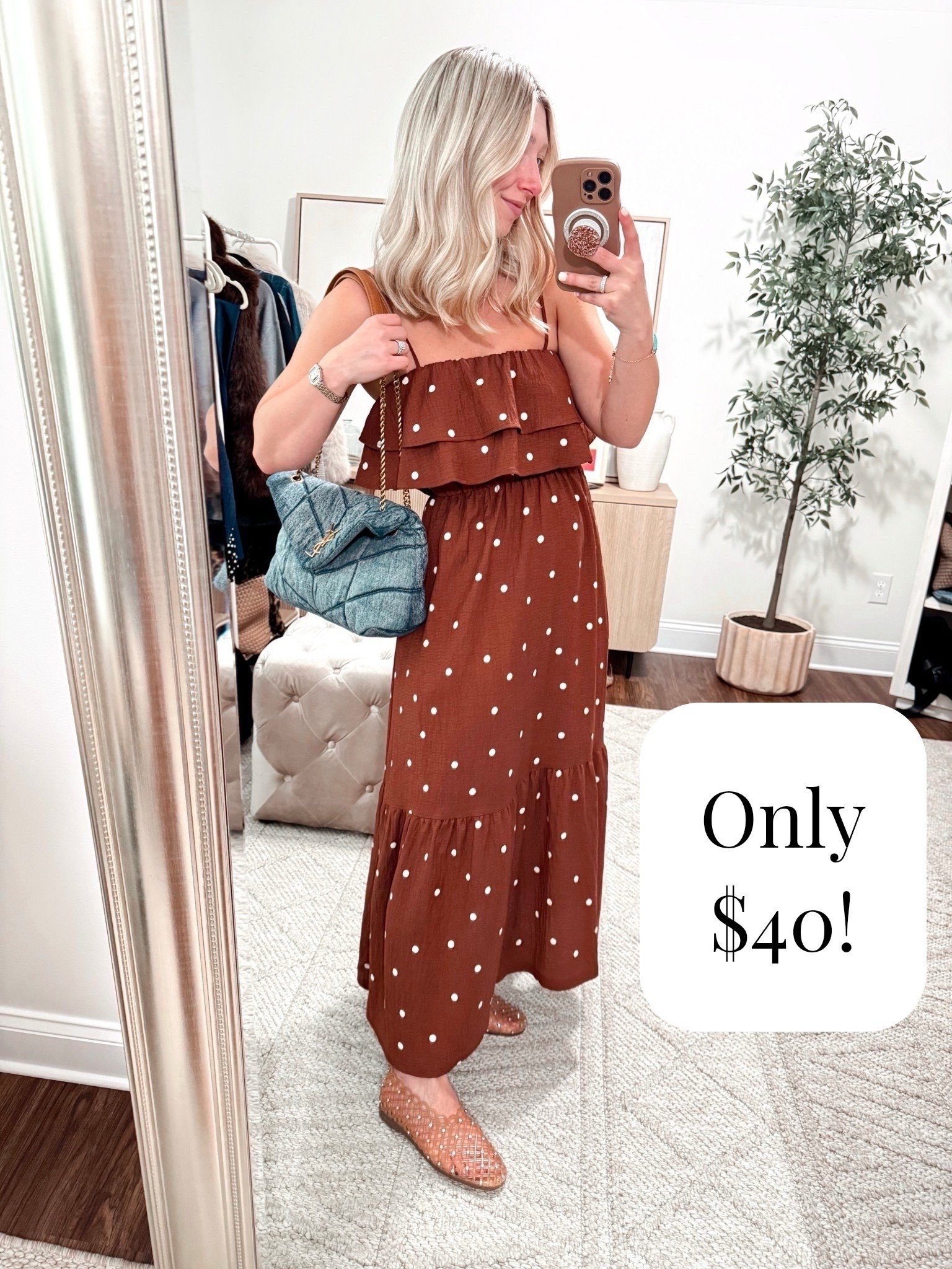 Have you ever seen a cuter maxi dress?! I’ve been LOVING polka dots lately —BONUS this dress is only $40!! 🤎 
….

Sizing ➡️ If between sizes, size down, I’m wearing size XS, shoes also size down if in between sizes, I’m a size 7.5 and got a size 7! 

Spring outfits, target dresses, polka dot dresses 

#LTKootd #LTKSaleAlert #LTKPetite