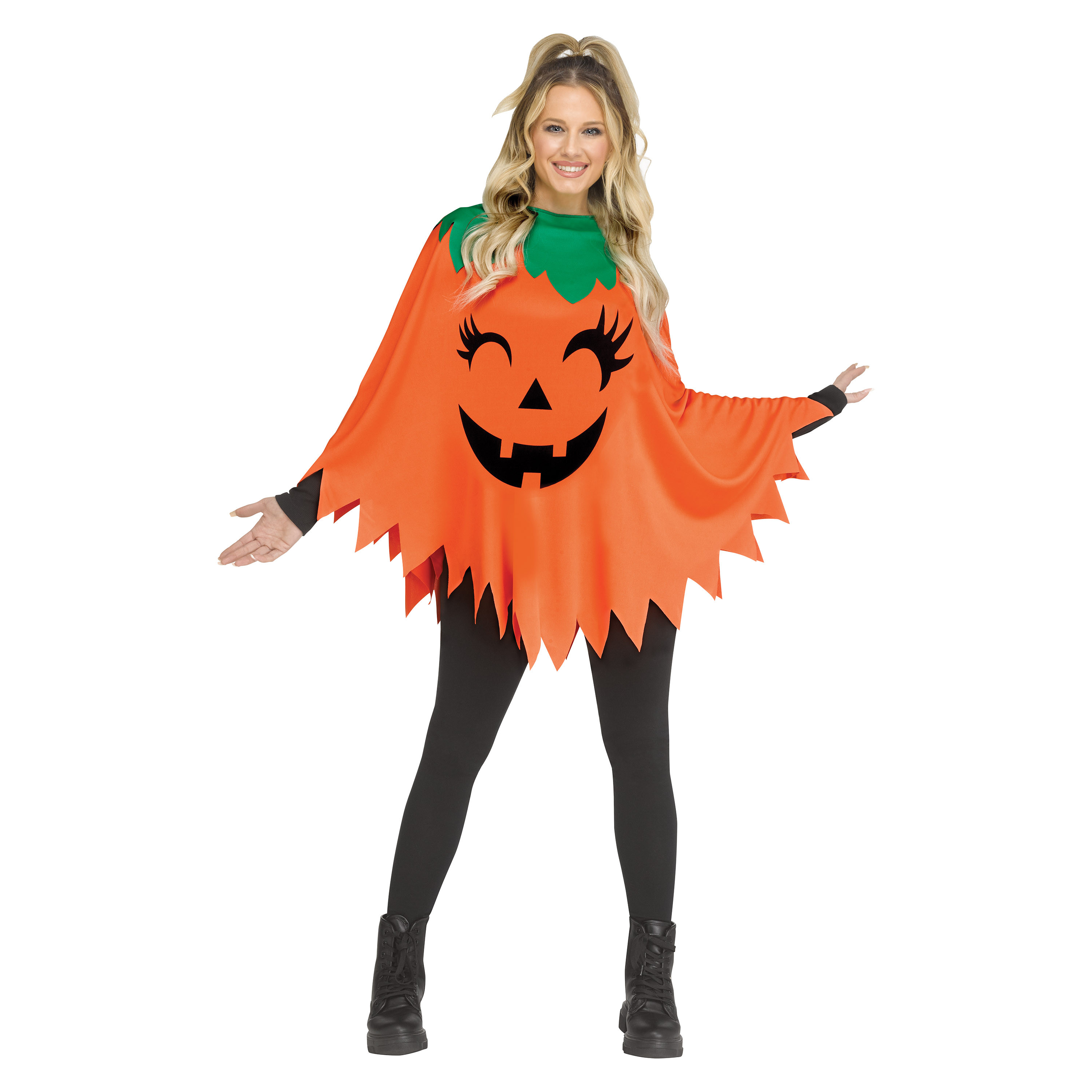 Pumpkin Adult Poncho, Halloween Accessory, One Size Fit, by Way to Celebrate | Walmart (US)