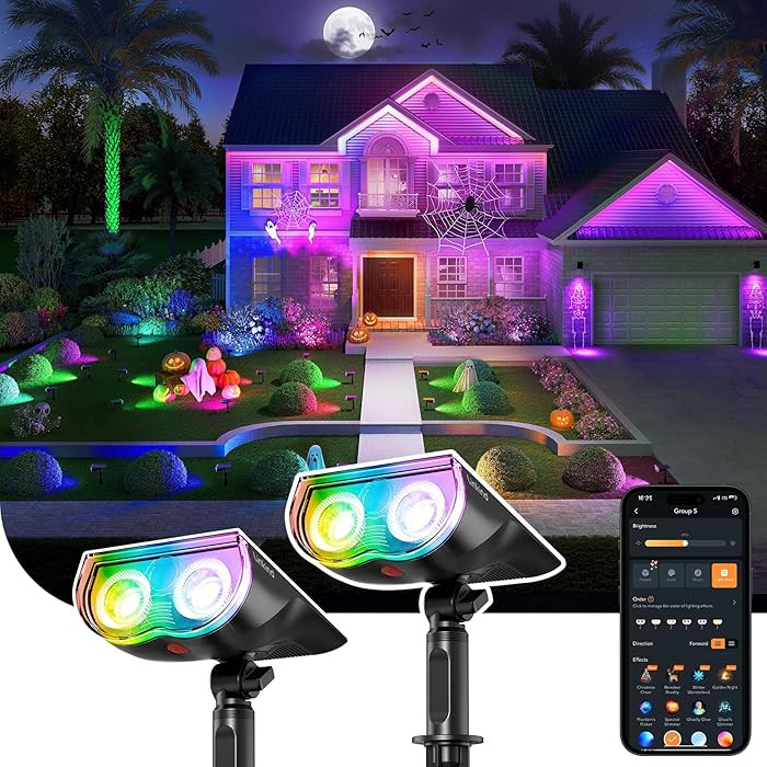 Linkind Smart Solar Spot Lights Outdoor SL5C, Solar Lights Outdoor Spotlight Color Changing APP/V... | Amazon (US)
