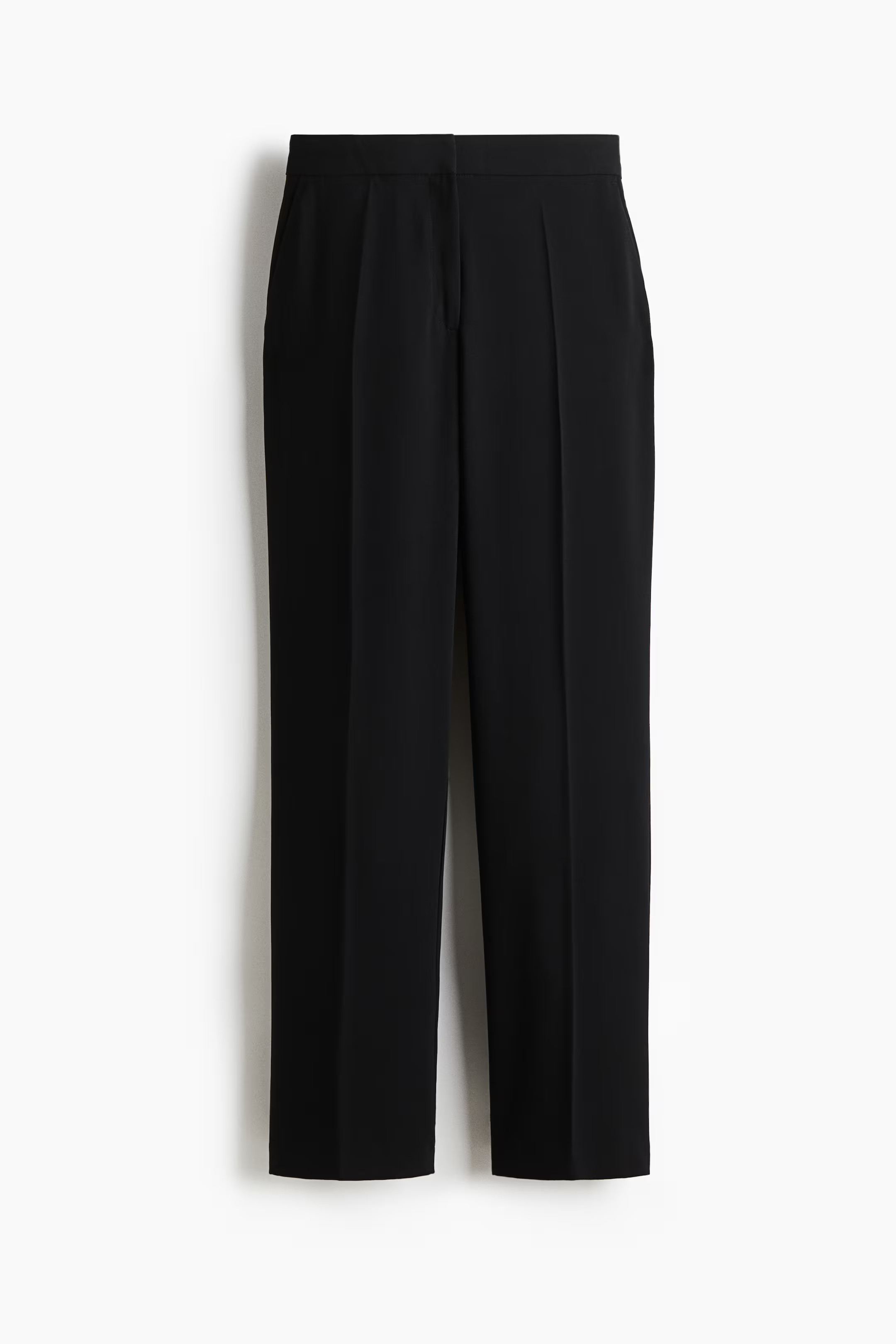 Straight crease-leg trousers - Black - Ladies | H&M GB | H&M (UK, MY, IN, SG, PH, TW, HK)