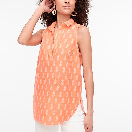 Factory: Sleeveless Linen-cotton Popover Tunic For Women | J.Crew Factory