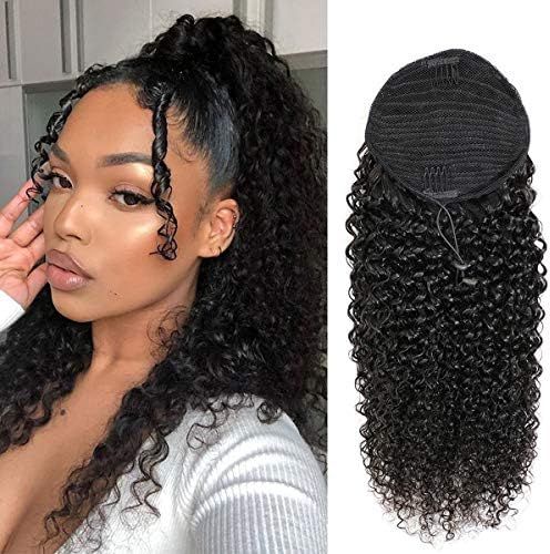 Kinky Curly Ponytail Hair Extensions Ponytail Curly Hair Virgin Brazilian Human Hair Extension (1... | Amazon (US)