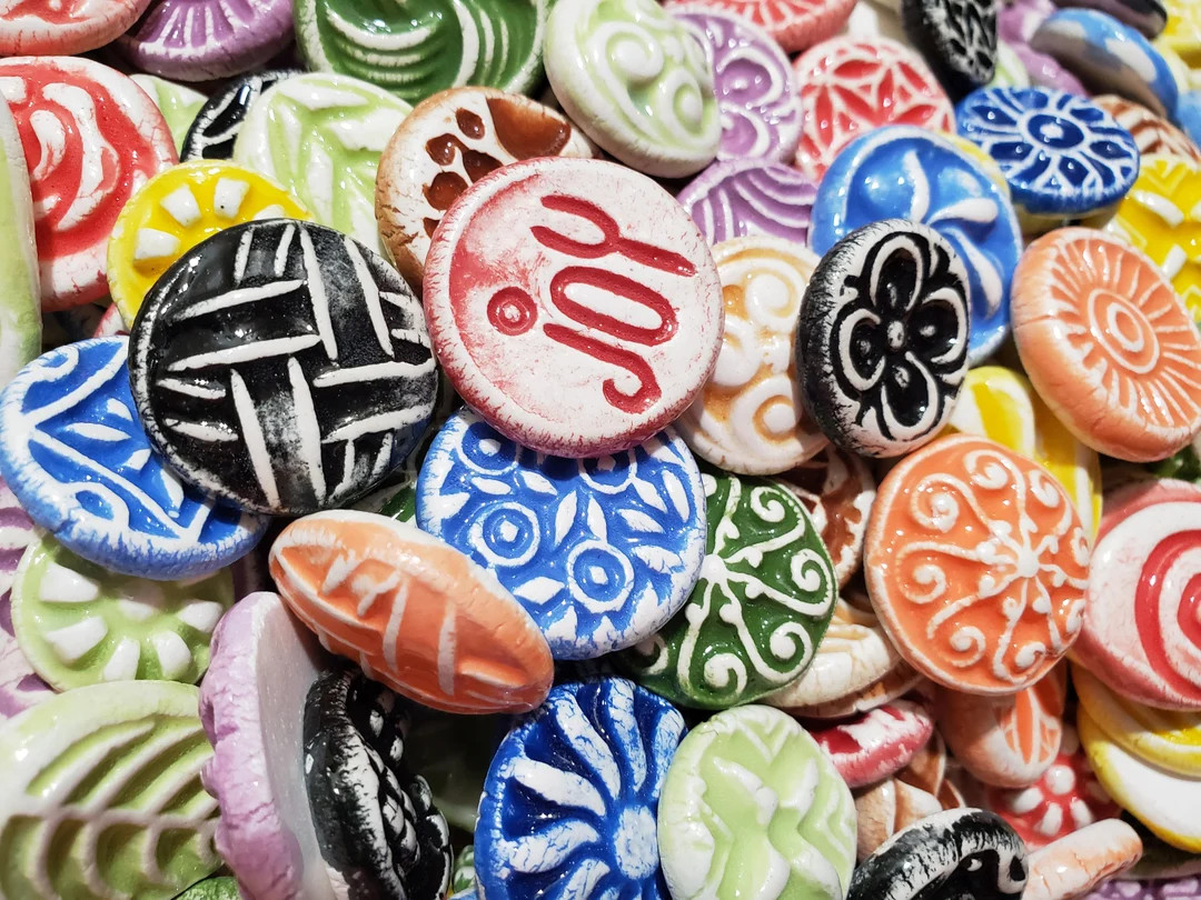 30 CERAMIC Mini TILES - Mixed Designs - Glazed - Great for MOSAICS, Magnets, Jewelry Designs, and... | Etsy (US)