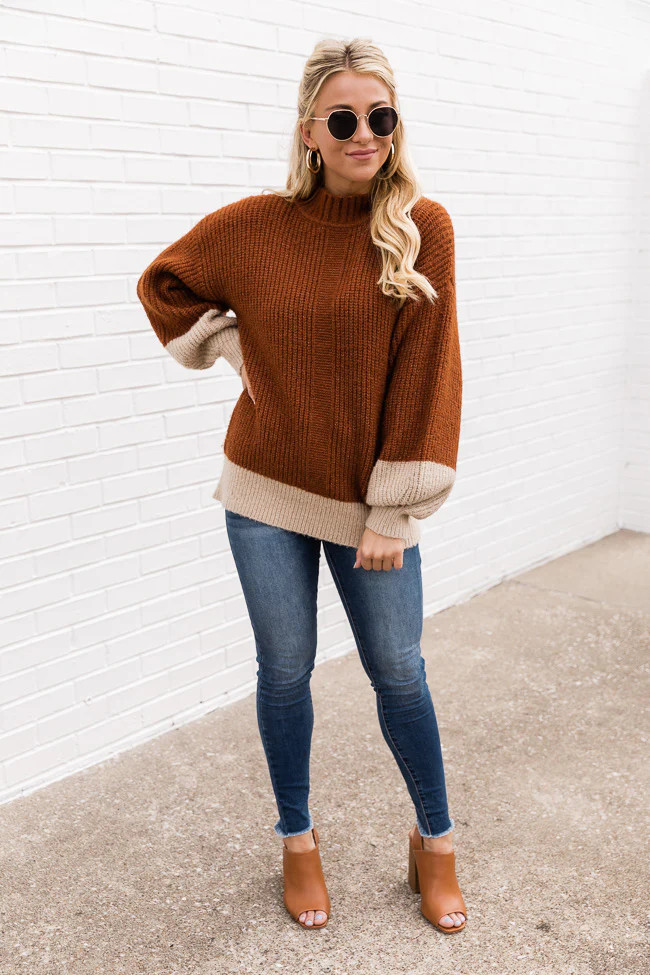 All The Classics Rust Turtleneck Sweater | The Pink Lily Boutique
