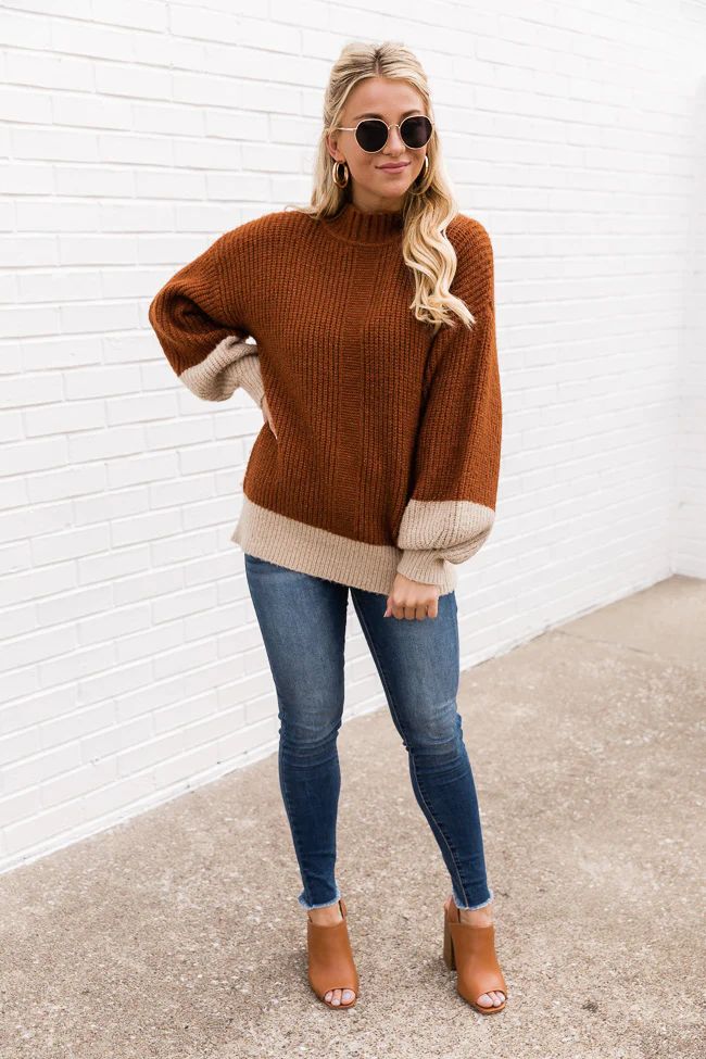 All The Classics Rust Turtleneck Sweater | The Pink Lily Boutique